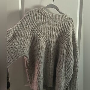 A New Day Gray Crew Neck Sweater with Ribbed Texture
